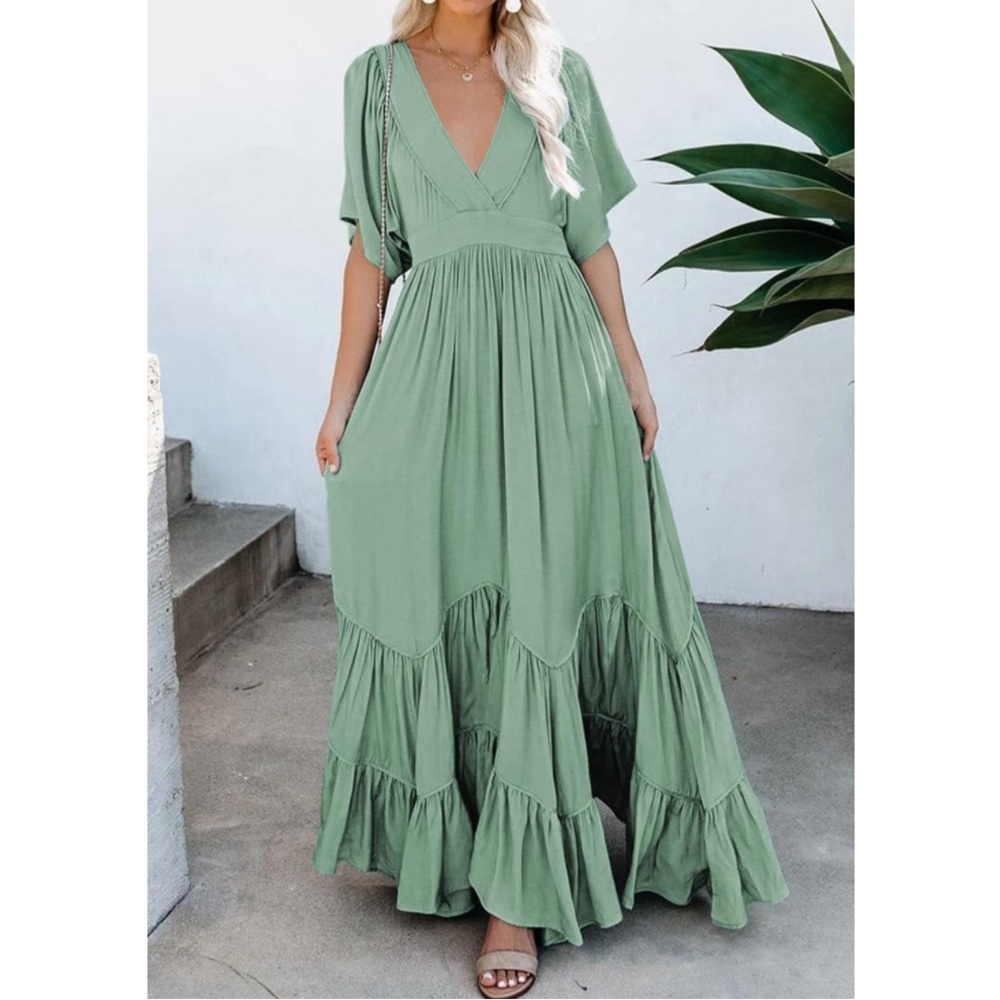 Green flowy dress